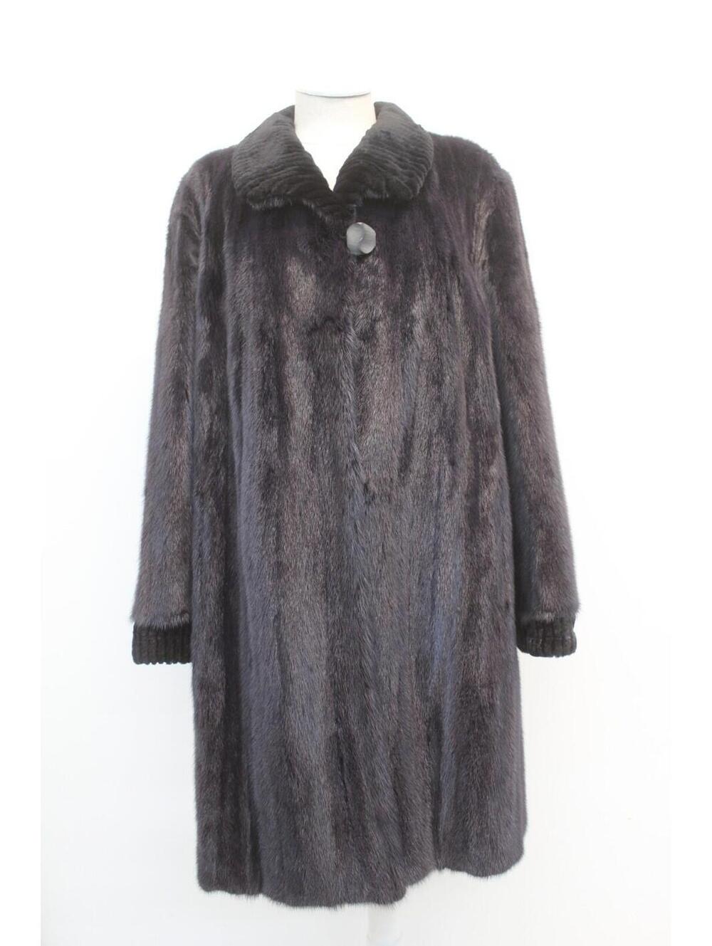 EXCELLENT DARK PURPLE CANADIAN MINK FUR COAT JACKET WOMEN WOMAN SIZE 12-14 14 XL